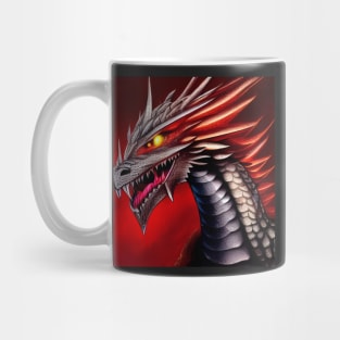 Silver Metallic Dragon with Yellow Glowing Eyes Mug